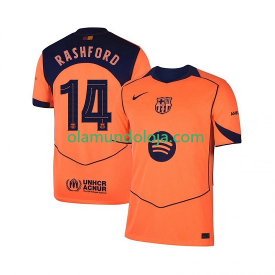 Camisola FC Barcelona Marcus Rashford 14 UCL Homem Equipamento Terceiro 2025-2026 Manga Curta